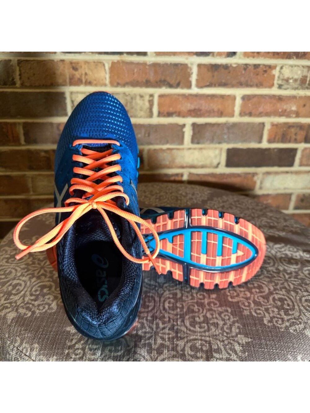 Asics Gel-Quantum 180 Running Shoes Size 10 Blue Orange Synthetic Fiber T6G2N - Picture 6 of 8